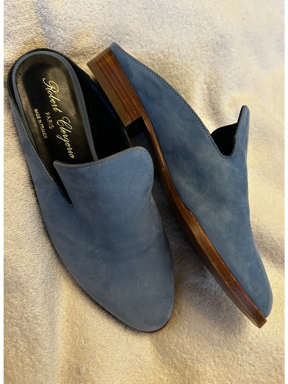 Robert Clergerie Ocean Blue Suede Alicem Mules Size 36( US 5.5-6 )